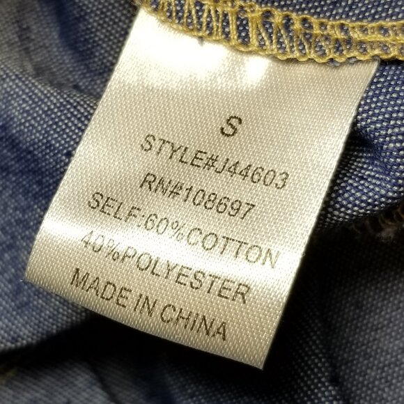 Alice Blue Denim Womens Small Gold Button Up Long Sleeve Western Cowgirl NWT - Picture 7 of 7